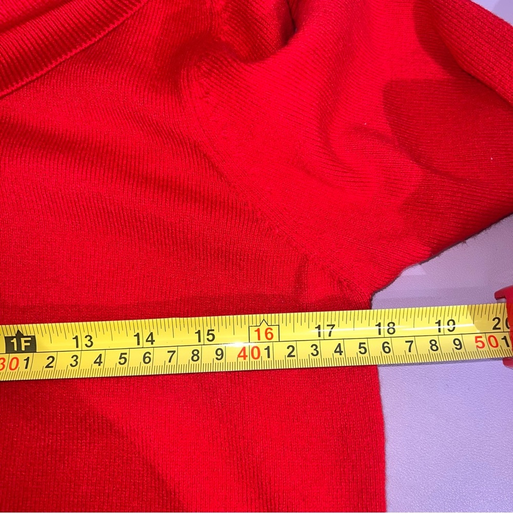 French Connection Womens LARGE Red Cowl Neck Knit Sweater Baby Soft Fitted - Picture 7 of 7